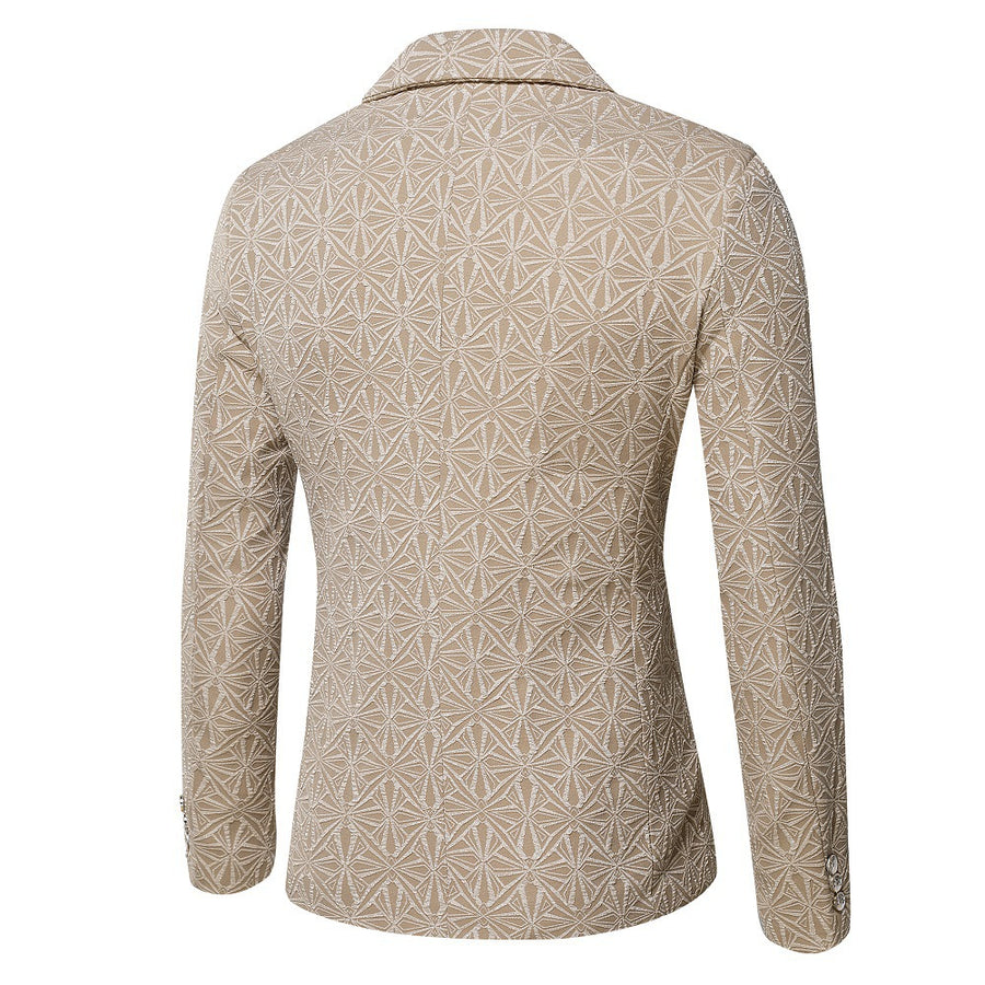 Mens Korean-style Slim-fit Single Jacquard Jacket For Young