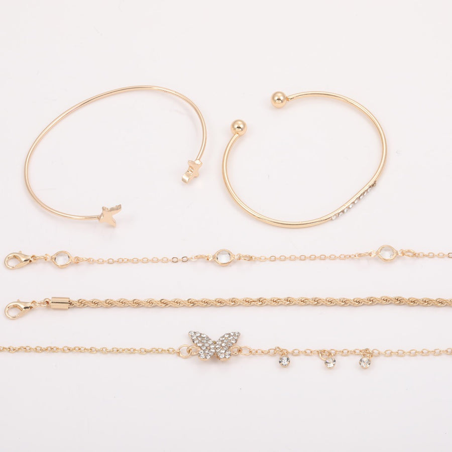 Simple Butterfly-Shape Open-End Rhinestone Bracelet For Women