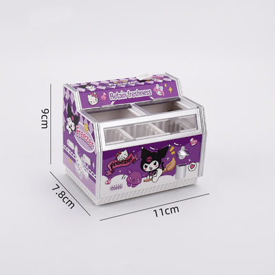 Miniature Refrigerator for Kids' Pretend Play, Horizontal Fridge Simulation Appliance with Light-Up Feature, Dollhouse Accessory Customization