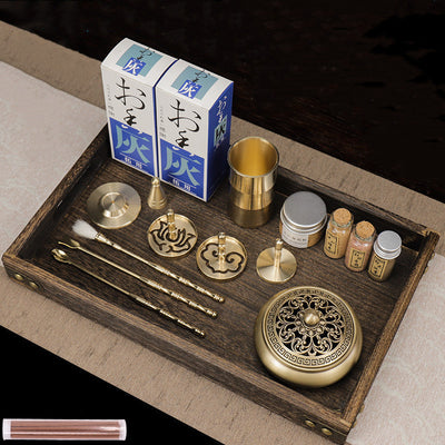 Pure Copper Incense Road Appliance Introductory Set Household Incense Burner Tools Appliance Tray Powder Bottle Seal Moulds