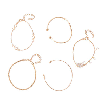 Simple Butterfly-Shape Open-End Rhinestone Bracelet For Women