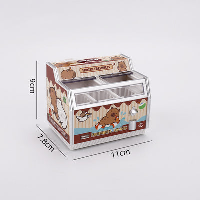 Miniature Refrigerator for Kids' Pretend Play, Horizontal Fridge Simulation Appliance with Light-Up Feature, Dollhouse Accessory Customization