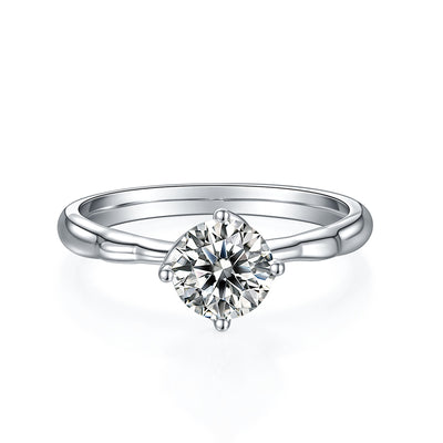 1-carat Luxury And Fashionable Light Luxury Jewelry Silver Ring Set With Top-quality Moissanite, S925 Silver Plated Platinum
