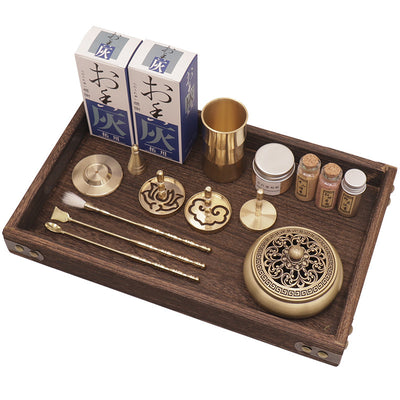 Pure Copper Incense Road Appliance Introductory Set Household Incense Burner Tools Appliance Tray Powder Bottle Seal Moulds