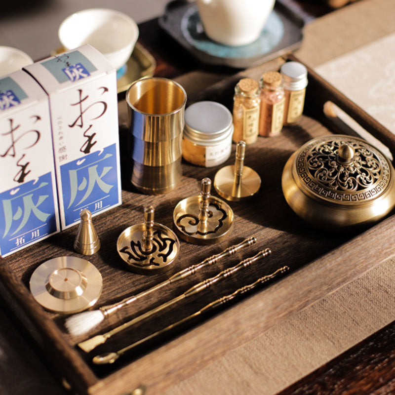 Pure Copper Incense Road Appliance Introductory Set Household Incense Burner Tools Appliance Tray Powder Bottle Seal Moulds