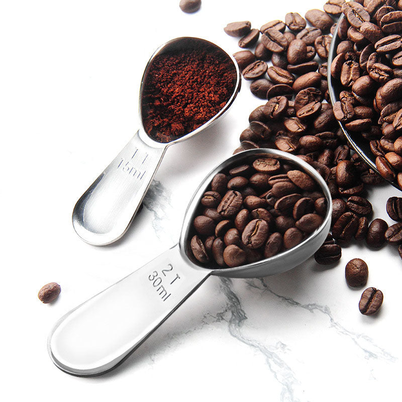 304 Stainless Steel Measuring Spoon Set Coffee Appliance Measuring Spoon Kitchen Baking Tools 15-30ml Scale Spoon