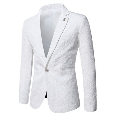 Mens Korean-style Slim-fit Single Jacquard Jacket For Young