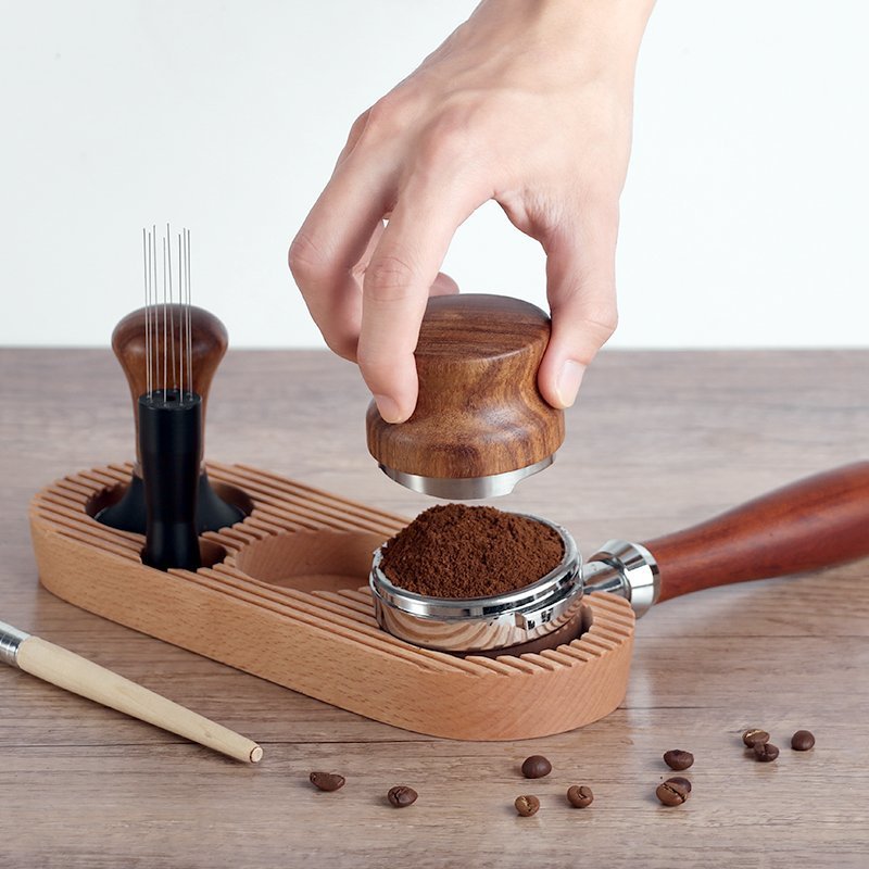 Coffee Powder Press Base Wooden Filling Seat Powder Press Cushion Coffee Machine Handle Supporting Appliance Storage Cloth Powder Base