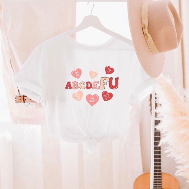 abcdeFU w/ 6 Red & Pink Hearts - Design 1