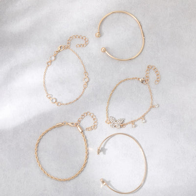 Simple Butterfly-Shape Open-End Rhinestone Bracelet For Women