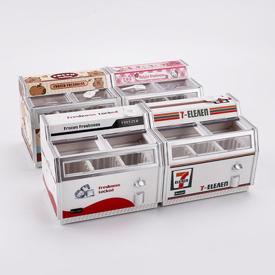 Miniature Refrigerator for Kids' Pretend Play, Horizontal Fridge Simulation Appliance with Light-Up Feature, Dollhouse Accessory Customization