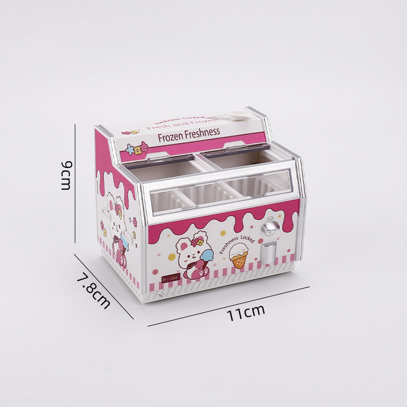 Miniature Refrigerator for Kids' Pretend Play, Horizontal Fridge Simulation Appliance with Light-Up Feature, Dollhouse Accessory Customization