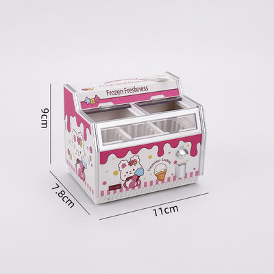 Miniature Refrigerator for Kids' Pretend Play, Horizontal Fridge Simulation Appliance with Light-Up Feature, Dollhouse Accessory Customization