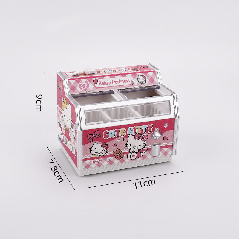 Miniature Refrigerator for Kids' Pretend Play, Horizontal Fridge Simulation Appliance with Light-Up Feature, Dollhouse Accessory Customization