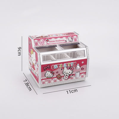 Miniature Refrigerator for Kids' Pretend Play, Horizontal Fridge Simulation Appliance with Light-Up Feature, Dollhouse Accessory Customization