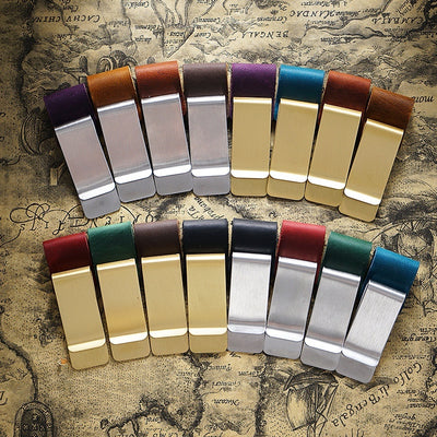 Wallet Metal Leather Vintage Notebook Accessories Bookmark Pen Holder