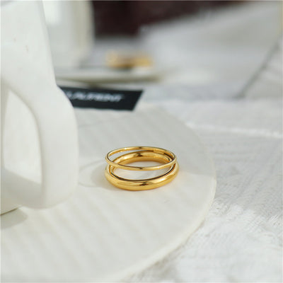 Womens Vintage Double-Layer 18K Gold-Plated Ring