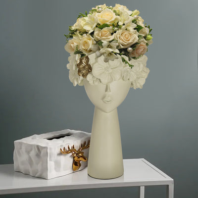 beige flowerpot home resin ornaments