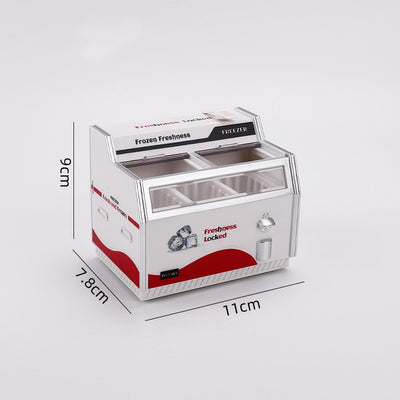 Miniature Refrigerator for Kids' Pretend Play, Horizontal Fridge Simulation Appliance with Light-Up Feature, Dollhouse Accessory Customization