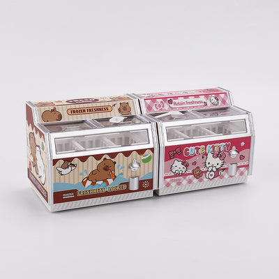 Miniature Refrigerator for Kids' Pretend Play, Horizontal Fridge Simulation Appliance with Light-Up Feature, Dollhouse Accessory Customization