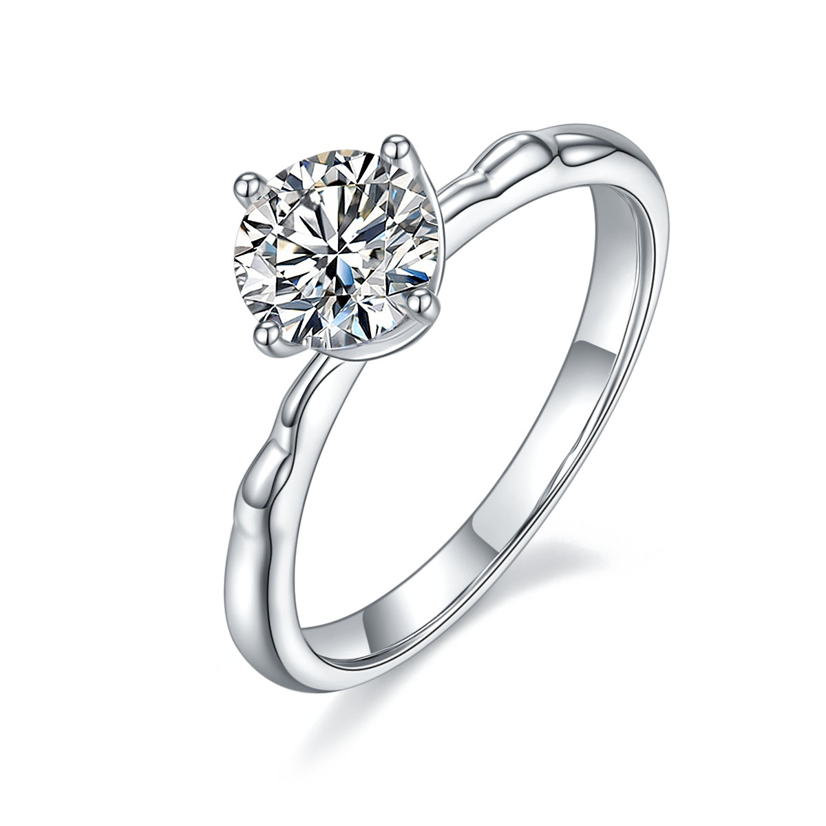 1-carat Luxury And Fashionable Light Luxury Jewelry Silver Ring Set With Top-quality Moissanite, S925 Silver Plated Platinum