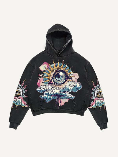 Men's Printed Long Sleeved Hooded Sweatshirt