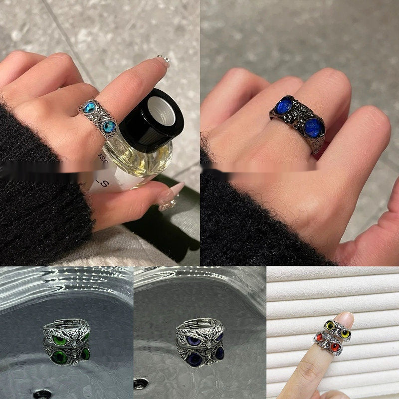 Niche High-end Open Mouth Owl Ring Men's Jewelry