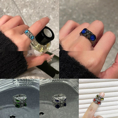 Niche High-end Open Mouth Owl Ring Men's Jewelry