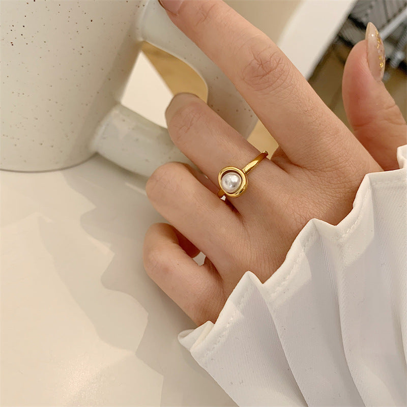 Womens Vintage Double-Layer 18K Gold-Plated Ring