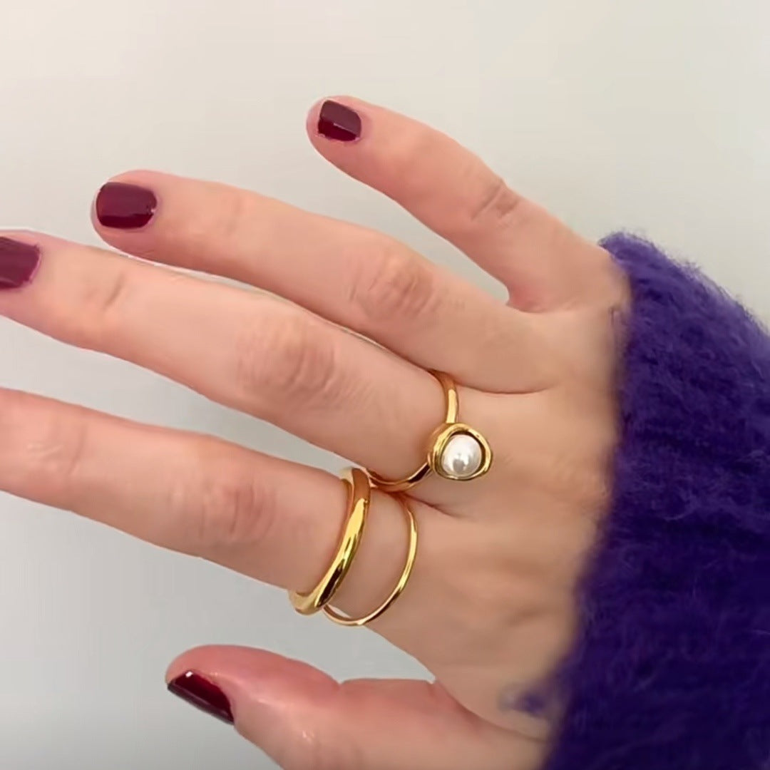 Womens Vintage Double-Layer 18K Gold-Plated Ring