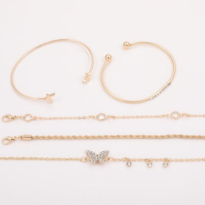Simple Butterfly-Shape Open-End Rhinestone Bracelet For Women