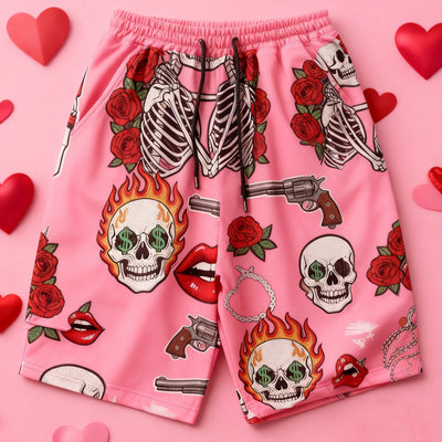 Mens Printed Straight-Leg Ankle-Length Sports Shorts